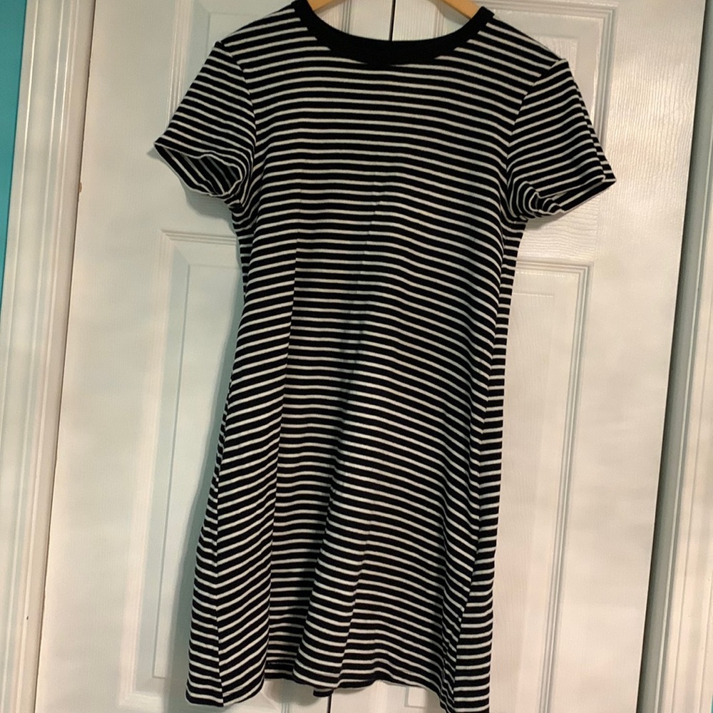 Black and white striped T-shirt dress